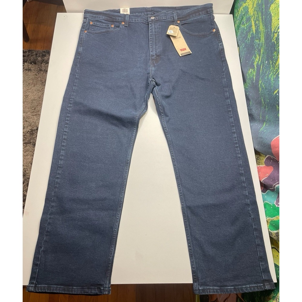 Levi's 505 Regular Fit Jeans Mens 42x30 Blue Indigo Stretch Straight Leg